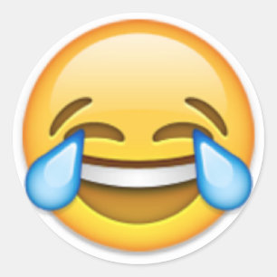 Skratta emoji runt klistermärke
