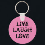 Skratta kärlek-nyckelkedjor med inspirerande citat nyckelring<br><div class="desc">Skratta kärlek-nyckelkedjor med inspirerande citat. Utformning av nyckelring i rosa och svart eller anpassningsbar färg. Tur presentidé för vänner och familj.</div>