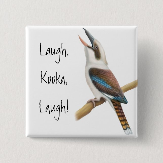 Skratta Kookaburra klämma fast Knapp (Framsida)
