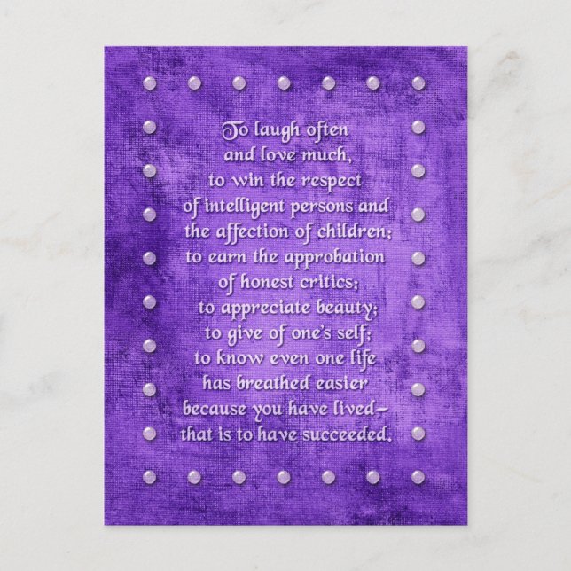 Skratta ofta, kärlek mycket.. vykort (Framsida)