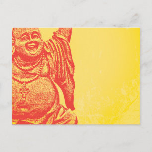 Skratta (röda) Buddha, Vykort