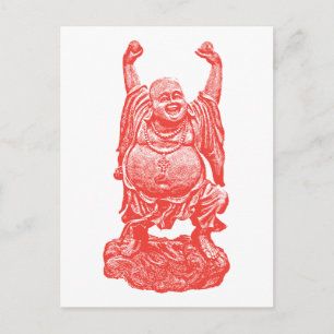Skratta (röda) Buddha, Vykort