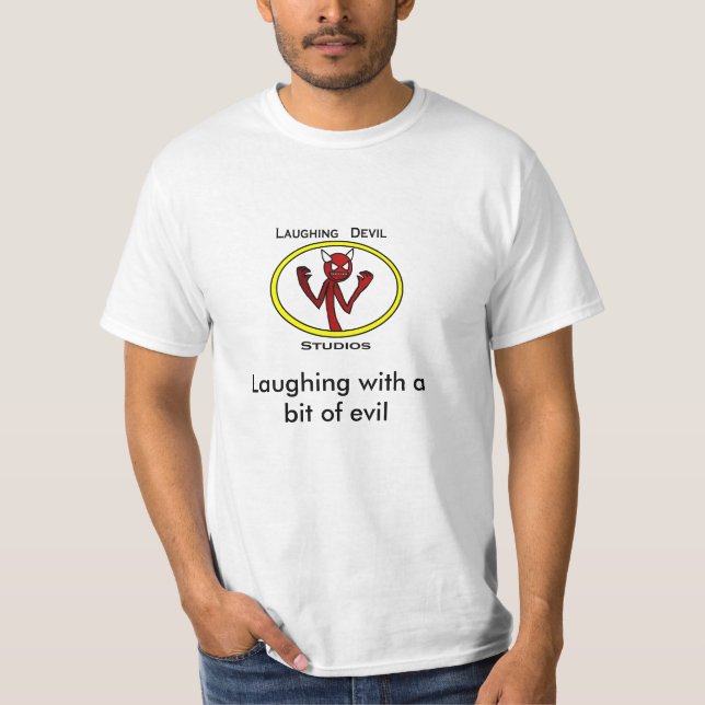 Skratta skjortan för djävulenstudiologotyp t-shirt (Framsida)
