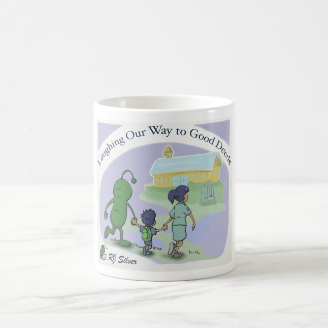 Skratta som är vårt långt till bra gärningar kaffemugg (Center)