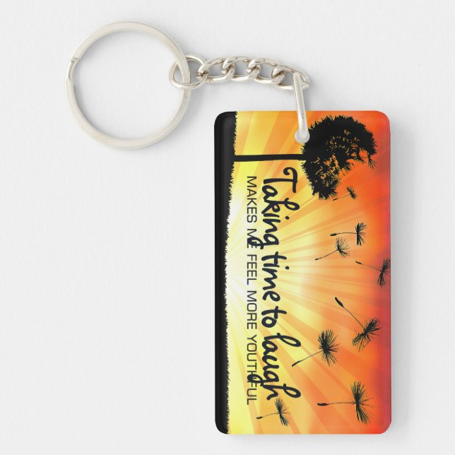 "Skratta tid" Motiveringsbekräftelse Nyckelring (Framsidan)