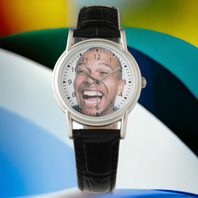 Skratta ur ditt fantastiska foto armbandsur (Load your hilarious photo in the photo template for a fun one-of-a-kind watch! Makes a unique gift!)