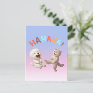 Skrattande Bästa Vänner: HAHAHA! Leende Bichon & K Meddelande Vykort