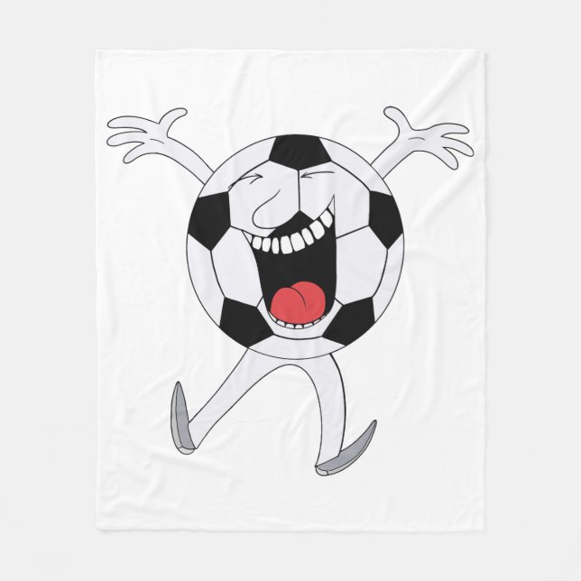 Skrattande fotbolls-maskot fleecefilt (Framsidan)