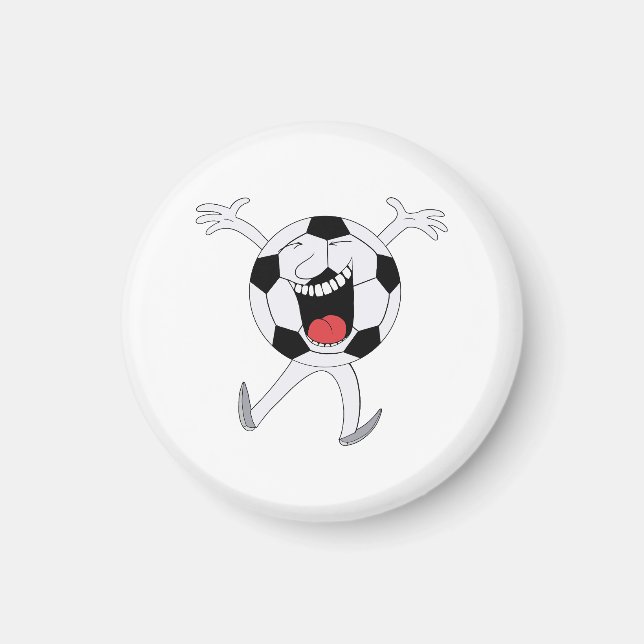 Skrattande fotbolls-maskot magnet (Framsidan)