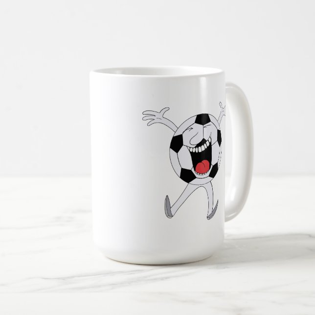 Skrattande fotbollsmaskot kaffemugg (Framsida höger)