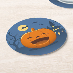 Skrattande Halloween-pumpa Underlägg Papper Rund
