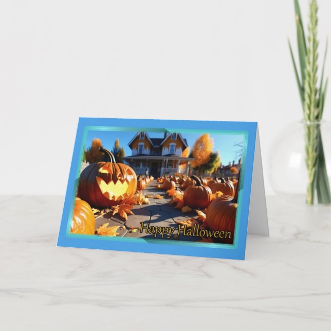 Skrattande Jack-O-Lykt Halloween-kort Helgkort (Framsida)