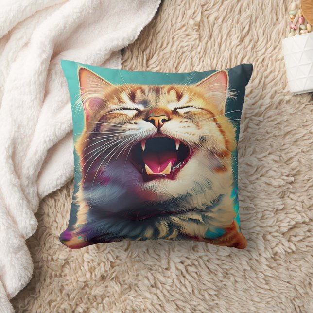 Skrattande kattkudde! kudde (Filt)