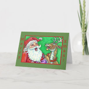 Skrattande tomte & renar knock knock skämt Vers Helgkort