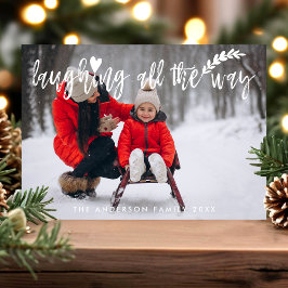 Skrattar hela vägen Borstskrift Jul Foto Julkort