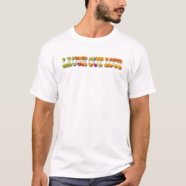 Skrattar Högt Mäns Vit T Shirt (Framsida)