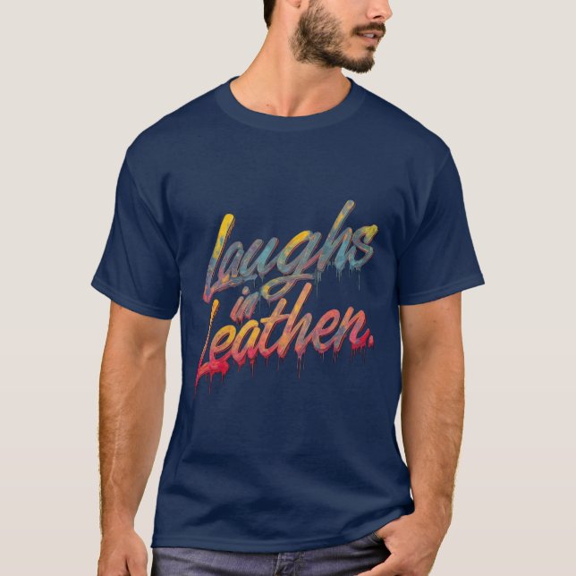 Skrattar i läder t shirt (Framsida)