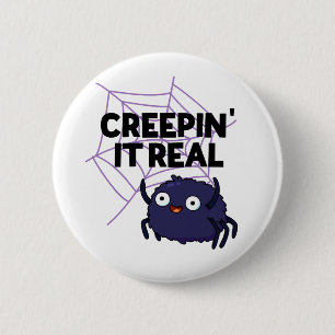 Skrattar verkligen roligt Halloween spindel skämt Knapp