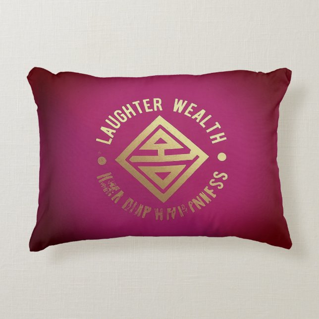 Skrattförmögenhet lycka prydnadskudde (Framsidan)