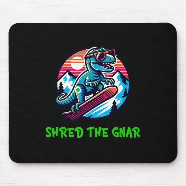 Skred Gnar-nuny Snowboarding Dinosaur T-rex W Musmatta (Framsidan)