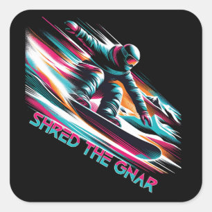 Skred Gnar Snowboarding Fyrkantigt Klistermärke