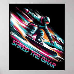 Skred Gnar Snowboarding Poster