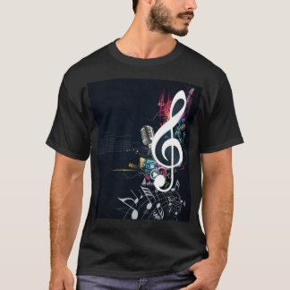 Skrevan noterar, mikrofonen och musik noter t shirt