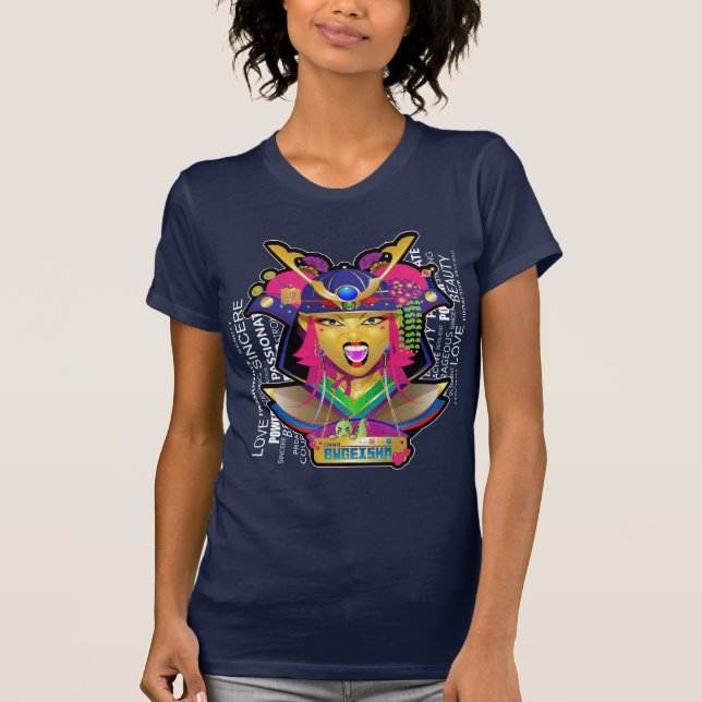 Skri för GeishaSamuraikrig T Shirt (Framsida)