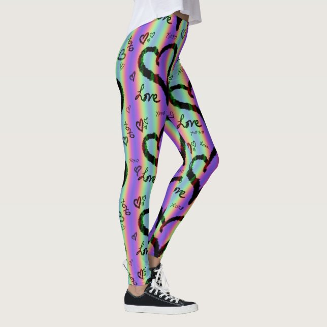 Skribble Kärlek Xoxo Heart Rand Leggings (Höger)