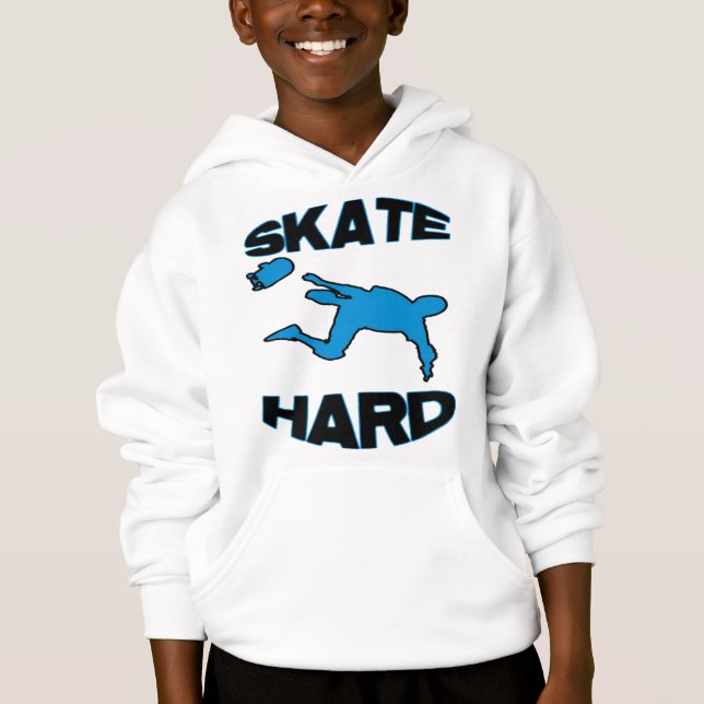 Skridsko-Hård-blått Tee Shirt (Framsida)