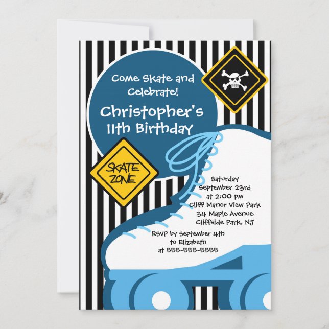 Skridsko som åker skridskor inbjudningar (Framsida)