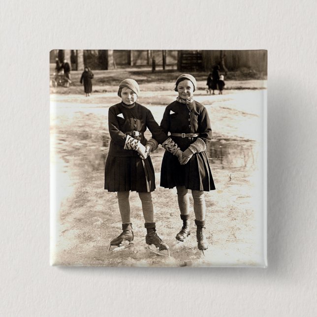 Skridskoåkning för 1925 flickvänner knapp (Framsida)