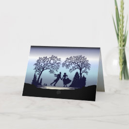 Skridskoåkning i parkera - Silhouette Helgkort