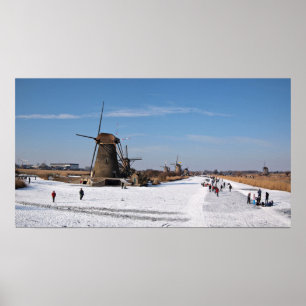 Skridskoåkning längs windmillsna i vinter poster