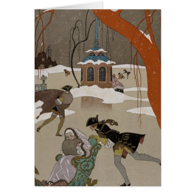 Skridskoåkning på den djupfryst sjön hälsningskort (Framsidan)