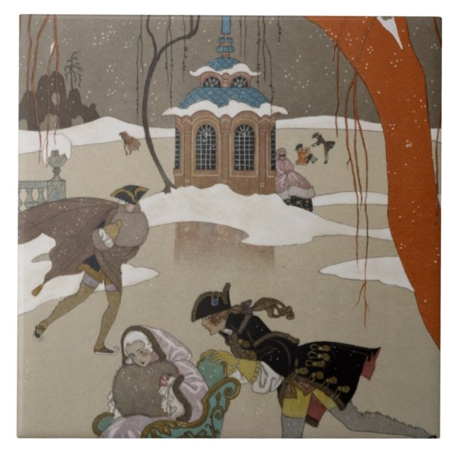 Skridskoåkning på den djupfryst sjön kakelplatta (Framsidan)