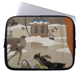 Skridskoåkning på den djupfryst sjön laptop sleeve