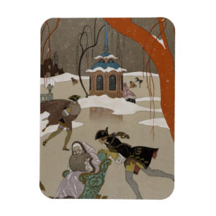 Skridskoåkning på den djupfryst sjön magnet