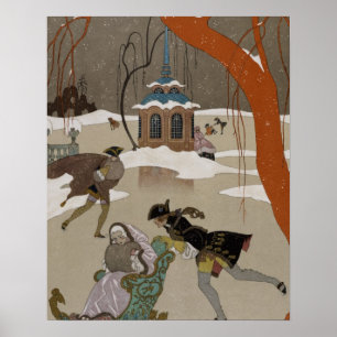 Skridskoåkning på den djupfryst sjön poster