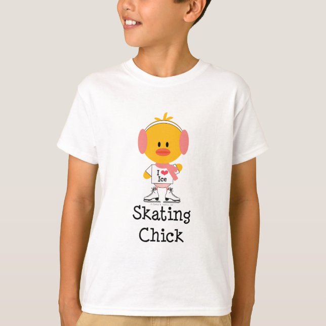 Skridskoåkningchicken lurar T-tröja T-shirt (Framsida)