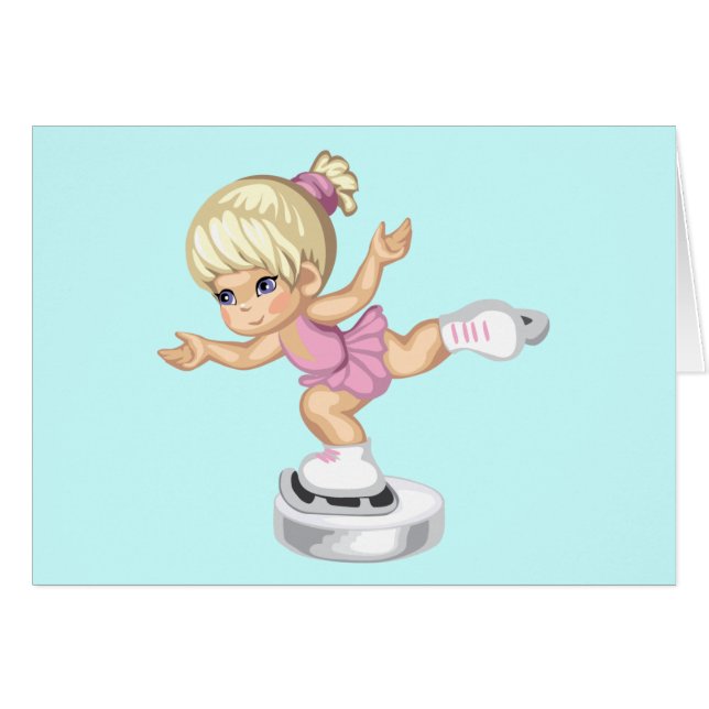 Skridskoåkningflicka Hälsningskort (Framsidan Horizontal)