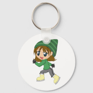 Skridskoåkningflicka Keychain Nyckelring