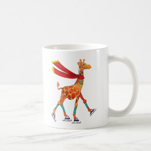 Skridskoåkninggiraff med scarfen kaffemugg