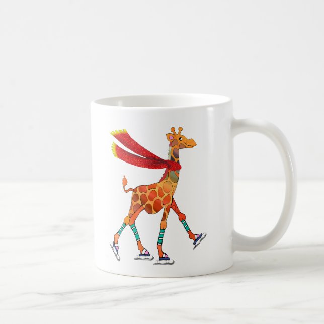 Skridskoåkninggiraff med scarfen kaffemugg (Höger)