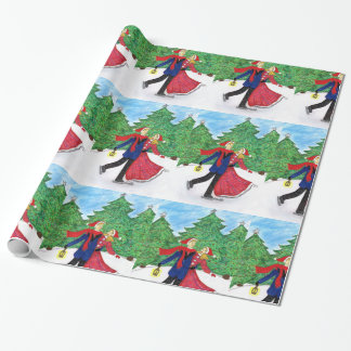 Skridskoåkningjul som slår in papper presentpapper