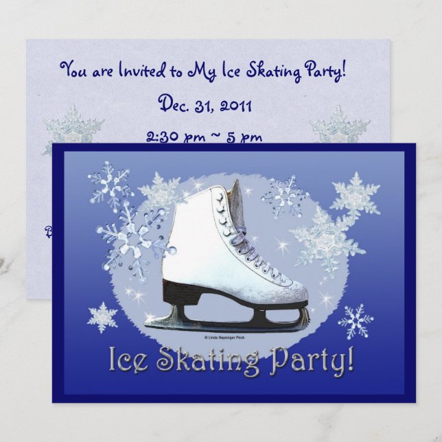Skridskoåkningparty! Inbjudningar (Fram/baksida)
