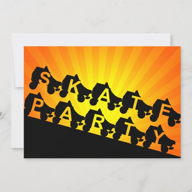 skridskoparty: solnedgångstrålar inbjudningar (Framsida)