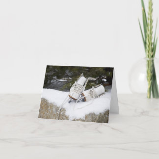 Skridskor i snö helgkort