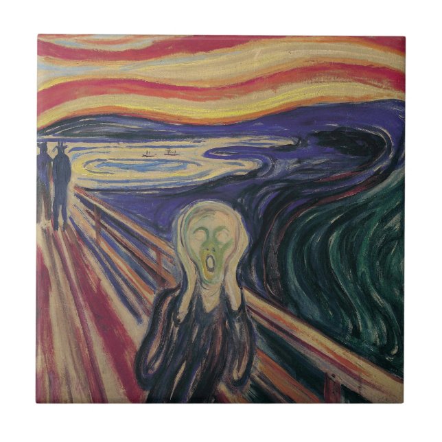 Skriet av Edvard Munch, gammaldags expressionism Kakelplatta (Framsidan)