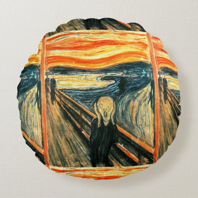 Skriet av Edvard Munch Rund Kudde (Framsidan)
